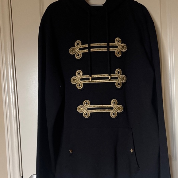 Lords&Fools Paris Black hoodie with Gold Embroidered Military-Inspired Trim